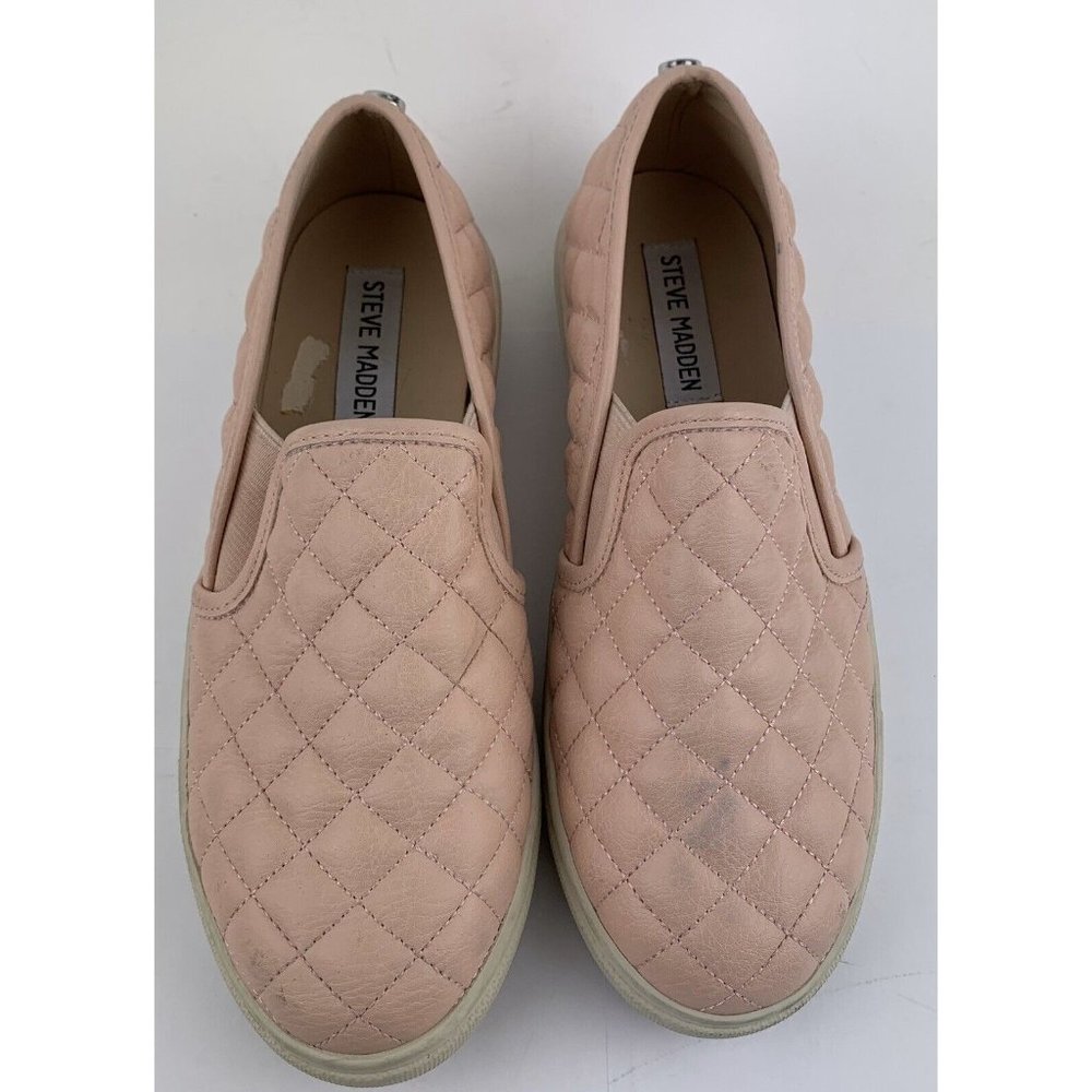 Steve Madden Womens Pink Blush Quilted Slip On Shoes Size 6
